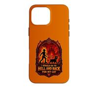 Carcasa para iPhone 16 Pro MAX Funny Halloween I'D IR AL Infierno Y Volver para MI Gato