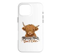 Carcasa para iPhone 16 Pro MAX Funny Highland Cow desordenado Pelo no Importa Lindo Amante de la Vaca