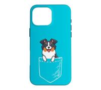 Carcasa para iPhone 16 Pro MAX Funny Kawaii Pocket Tri Color Australian Shepherd Dog Lover