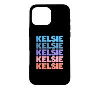 Carcasa para iPhone 16 Pro MAX Funny Modern Repeated Text Design First Name Kelsie