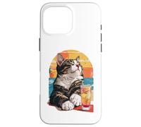 Carcasa para iPhone 16 Pro MAX Funny Retro Cat Sunset Cocktail Beach Vacation Summer