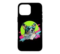 Carcasa para iPhone 16 Pro MAX Funny Retro Vintage 80s 90s Cardigan Blue Merle Corgi Lover