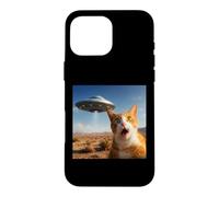 Carcasa para iPhone 16 Pro MAX Funny Shocked Cat UFO Desert Alien Encounter Graphic