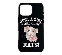Carcasa para iPhone 16 Pro MAX Funny Womens Kids Just A Girl Who Loves Dumbo Ear Rats Lover