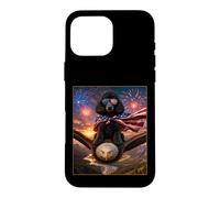 Carcasa para iPhone 16 Pro MAX Gafas con diseño de Perro caniche Negro sobre águila Calva con Bandera Americana
