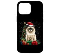 Carcasa para iPhone 16 Pro MAX Gato con Gorro de Navidad- Gato Ragdoll