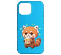 Carcasa para iPhone 16 Pro MAX Gato de bambú Panda Rojo Kawaii Munching Happily