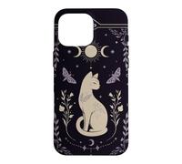 Carcasa para iPhone 16 Pro MAX Gato místico Celestial Luna Polilla Botánica Arte Oculto
