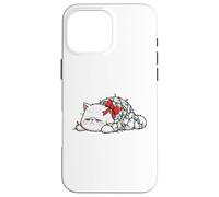 Carcasa para iPhone 16 Pro MAX Gato Navidad Luces Divertidas Navidad Humor Miau Gatito Persa