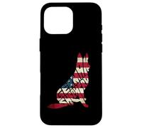 Carcasa para iPhone 16 Pro MAX German Shepherd American Flag 4th of July Funny Dog Lover