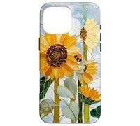 Carcasa para iPhone 16 Pro MAX Girasol Abeja Art Nouveau Floral Botanico Cielo Mosaico Sol