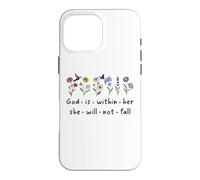 Carcasa para iPhone 16 Pro MAX God is Within Her She Will Not Fall Christian Butterfly 46:5