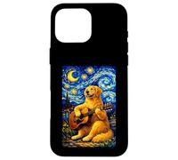 Carcasa para iPhone 16 Pro MAX Golden Retriever Playing Guitar Whimsical Art Music Camping