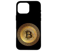 Carcasa para iPhone 16 Pro MAX Golden Stylish Bitcoin Tees, Bitcoin Cryptocurrency Graphic