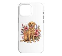 Carcasa para iPhone 16 Pro MAX Goldie Sporting Dog Vintage Flowers Floral Golden Retriever