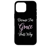 Carcasa para iPhone 16 Pro MAX Grace Name Personalizado Mujer Lindo Rosa Negro Hermana Niña