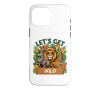 Carcasa para iPhone 16 Pro MAX Gráfico Divertido de zoológico Let's Get Wild Safari Animals