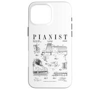 Carcasa para iPhone 16 Pro MAX Grand Piano Old Vintage Patent Pianist Dibujo Print