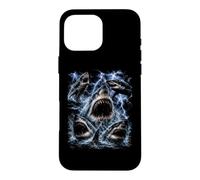 Carcasa para iPhone 16 Pro MAX Great White Shark Storm Funny Ocean Animal Marine Graphic