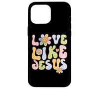 Carcasa para iPhone 16 Pro MAX Groovy Love Like Jesus Religious God Christian Graphic