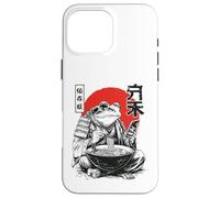 Carcasa para iPhone 16 Pro MAX Grumpy Frog Eats Ramen y Scroll Phone Funny Japanese