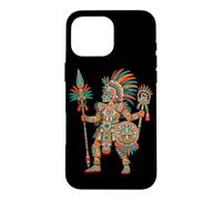 Carcasa para iPhone 16 Pro MAX Guerrero Azteca Códice Mexicano Arte Mesoamericano Tribal Azteca