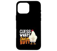 Carcasa para iPhone 16 Pro MAX Guess What Chicken Butt Funny Retro Humor Broma Niños