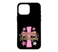 Carcasa para iPhone 16 Pro MAX Hallelujah Christian Girls Pink Cross Preppy Doodles Stars