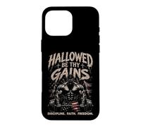 Carcasa para iPhone 16 Pro MAX Hallowed Be Thy Gains Halterofilia Fitness USA Culturista