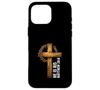 Carcasa para iPhone 16 Pro MAX He Is Risen Cross Crown Thorns Mateo 28:6 Fe Cristiana
