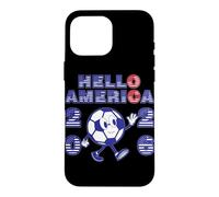 Carcasa para iPhone 16 Pro MAX Hello America Soccer 2026 Anfitrión Fan Football Art