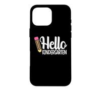 Carcasa para iPhone 16 Pro MAX Hello Kindergarten Teacher Leopard Pencil Regreso a la Escuela
