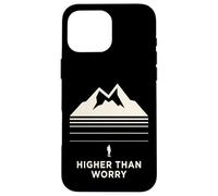 Carcasa para iPhone 16 Pro MAX Higher Than Worry montaña Silueta senderista