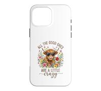 Carcasa para iPhone 16 Pro MAX Highland Cow Crazy Quote Heart Gafas de Sol Floral