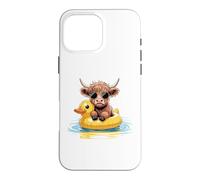 Carcasa para iPhone 16 Pro MAX Highland Cow Duck - Flotador de Piscina para natación de Verano