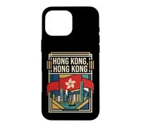 Carcasa para iPhone 16 Pro MAX Hong Kong Bandera Skyline Vintage Travel Art