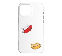 Carcasa para iPhone 16 Pro MAX Hot Dog Saltando En Bun Retro Summer BBQ Grill 4 de Julio