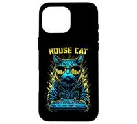 Carcasa para iPhone 16 Pro MAX House Cat DJ Rave EDM Music Deejay Equalizer Gafas de Sol