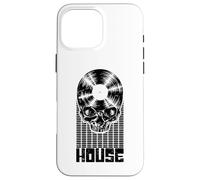 Carcasa para iPhone 16 Pro MAX House Music DJ Disco de Vinilo Amante de la música Ecualizador Skull LP