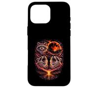Carcasa para iPhone 16 Pro MAX Howling Raccoon 3, Luna roja, Eclipse, Cielo Nocturno, Vintage