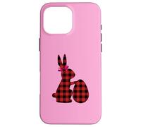 Carcasa para iPhone 16 Pro MAX Huevos de Conejo de búfalo Rojo con Estampado de Cuadros Rojos