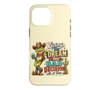 Carcasa para iPhone 16 Pro MAX Humor de Rana Vaquera: Vive el Sueño con Decisiones Locas