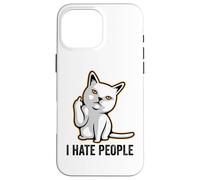 Carcasa para iPhone 16 Pro MAX I Hate People Sign,Funny Cat Giving The Finger Flipping Off