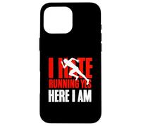 Carcasa para iPhone 16 Pro MAX I Hate Running Yet Here I Am Funny Running Cita Deporte