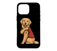 Carcasa para iPhone 16 Pro MAX I Love Mom Tattoed Dog Mamá Golden Retriever Dueño de Perro