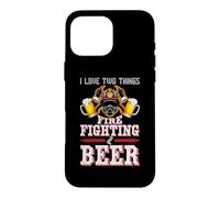 Carcasa para iPhone 16 Pro MAX I Love Two Things Firefighting Beer Firefighter Fireman