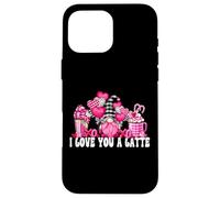 Carcasa para iPhone 16 Pro MAX I Love You A Latte Pink Buffalo Plaid Decor Valentines GNOME