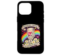 Carcasa para iPhone 16 Pro MAX Impulsado por el café y la Furia Feminista Skeleton Rainbow Design