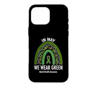 Carcasa para iPhone 16 Pro MAX In May We Wear Green Mental Health Awareness Leopard Print