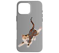 Carcasa para iPhone 16 Pro MAX Irezumi Gato Gatito Tatuaje Flash